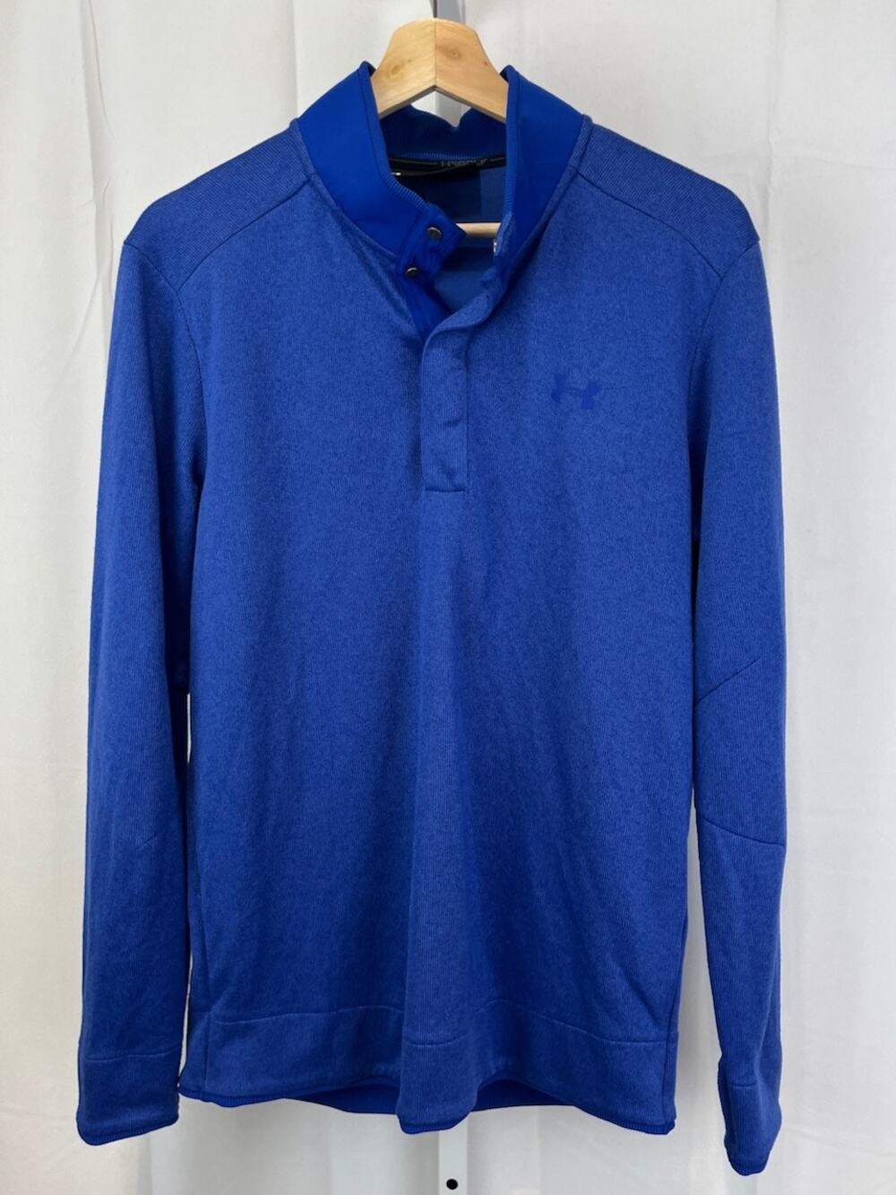 UNDER ARMOUR Mens Size M Storm Sweater Fleece Snap Mock Pullover Golf Top Blue